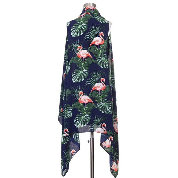 Code22 Flamingo with Leaves Pattern Printing Vest - Picture 3 of 4